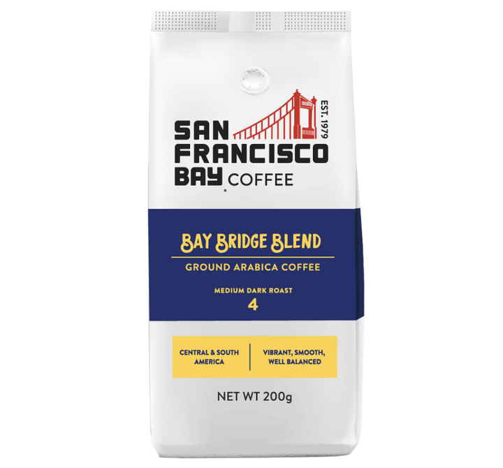 Bay Bridge Blend Ground Coffee, 200g Bag