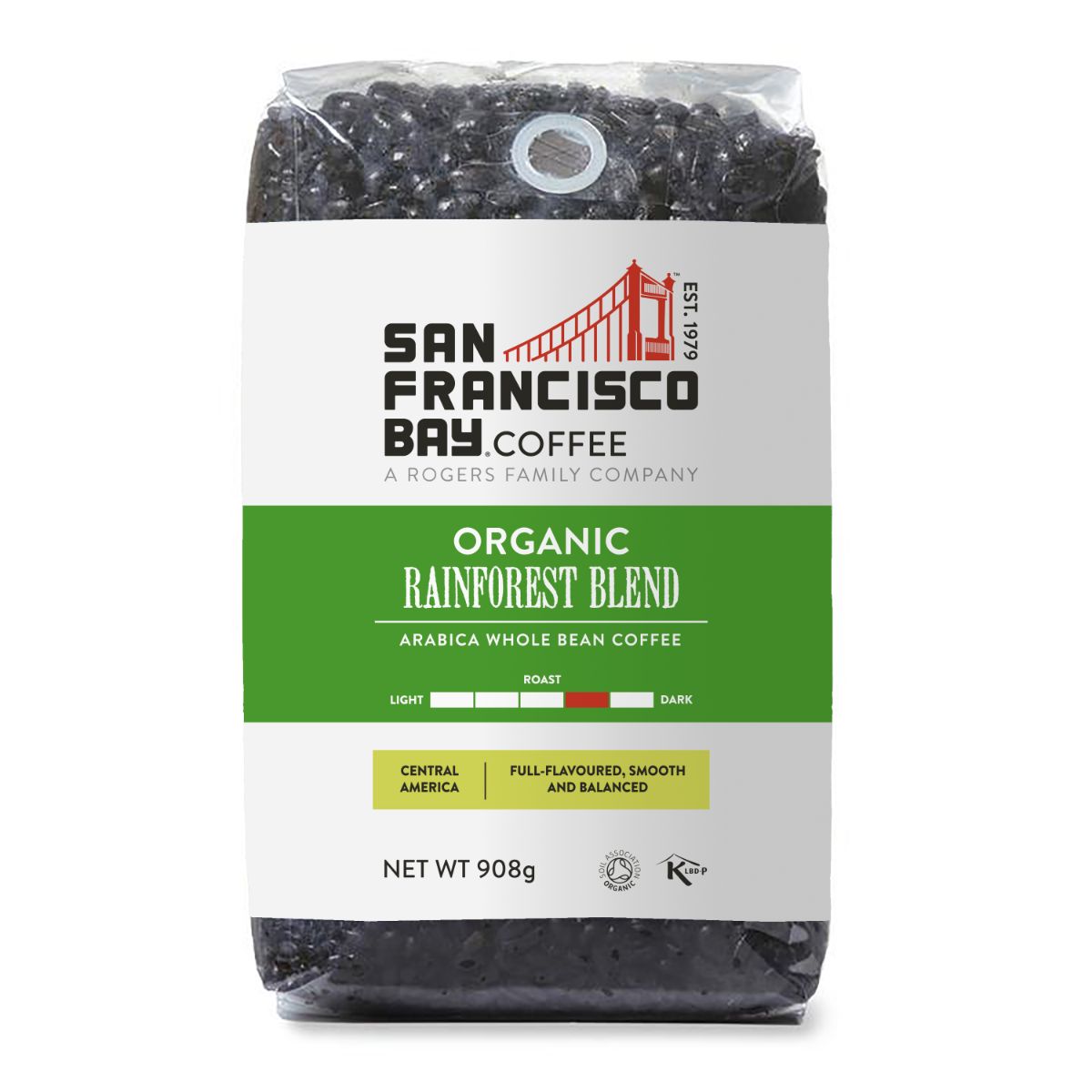 Organic Rainforest Blend, Whole Bean, 908g Bag
